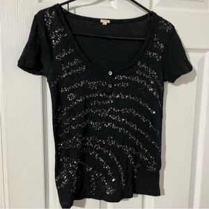 J. Crew Black Sequin Blouse